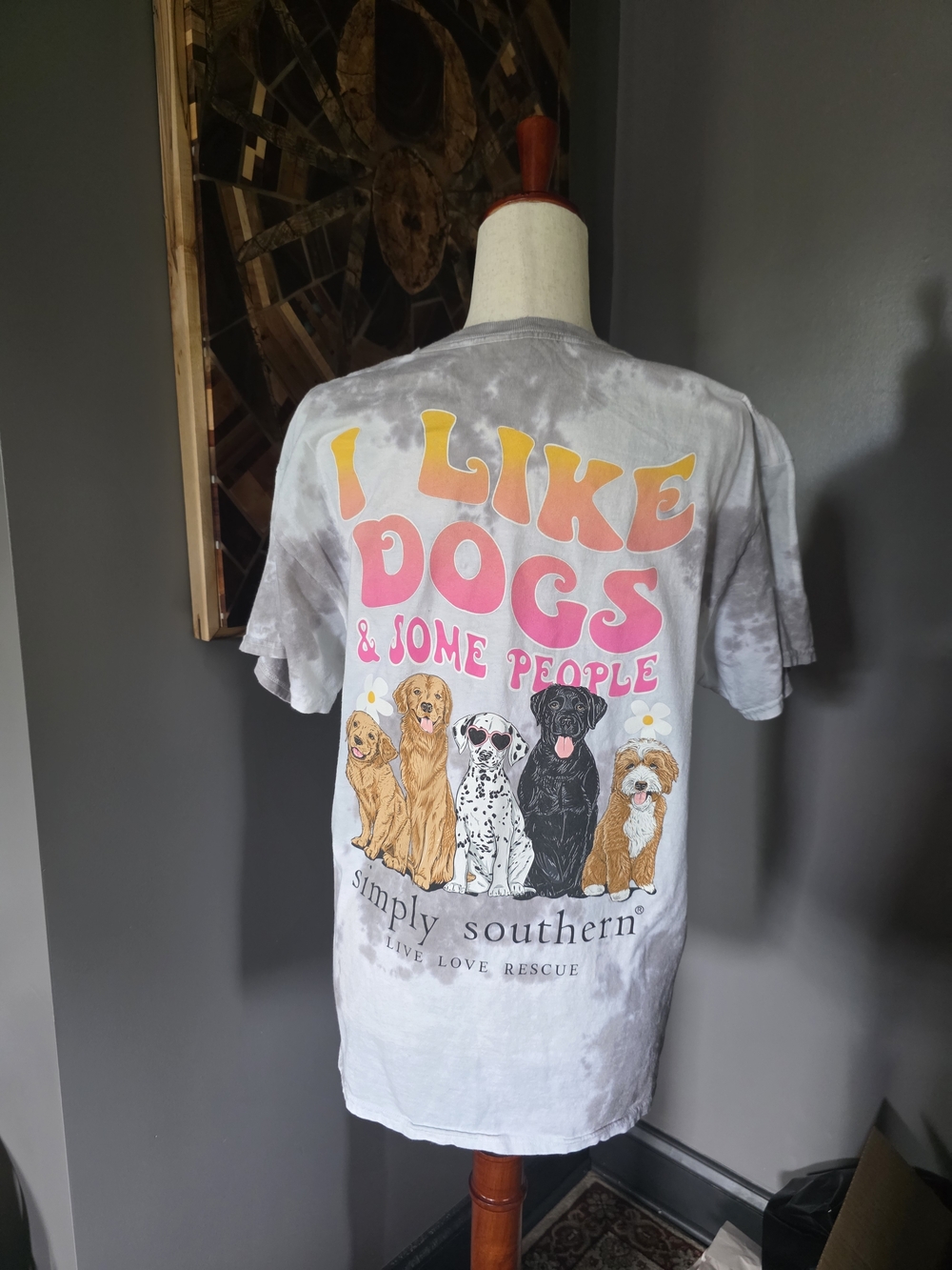 Simply Southern Gray "I Like Dogs" Graphic Tee - Gray Size L